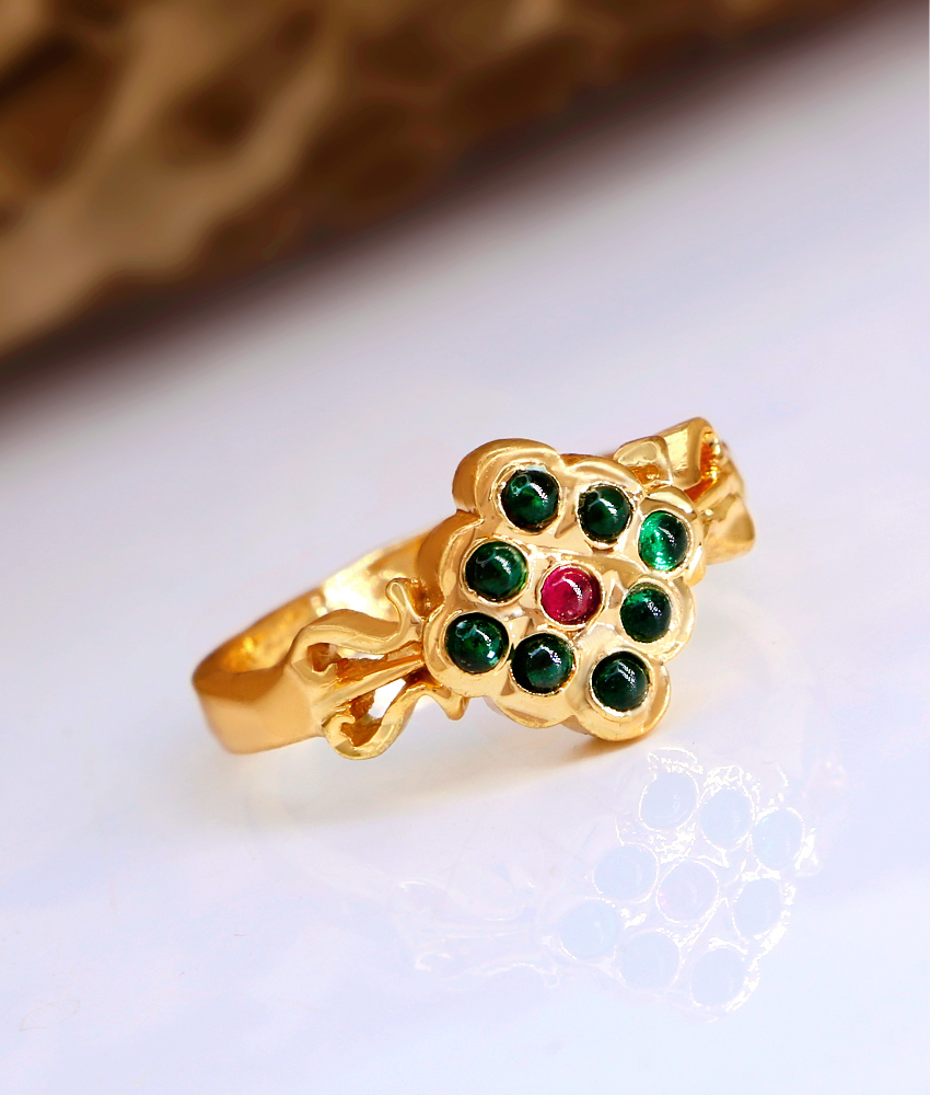 Stunning Ruby Green Stone Impon Finger Ring Women Fashion Jewelry FR1550