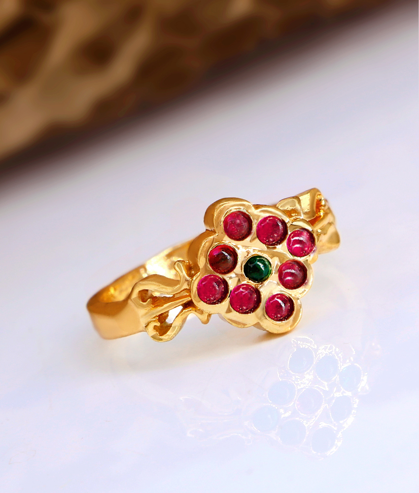 Grape Red Stone Impon Gold Finger Ring For Women Marriage FR1551