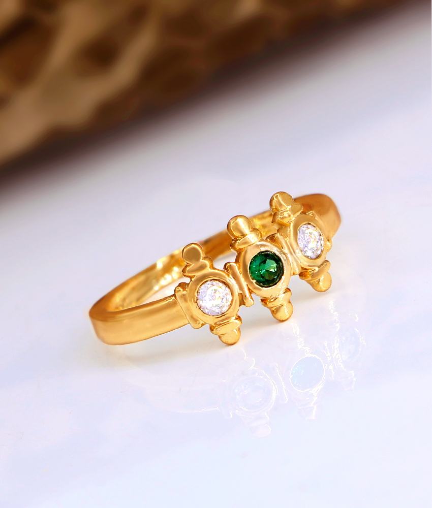 Regular Use Impon Panchaloga Ring With Emerald White Stone FR1554