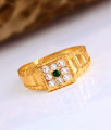 Vintage Look True Impon Gold Tone Finger Ring With Stones FR1561