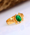 Single Emerald Stone Gold Plated Finger Ring 5 Metal Jewellery FR1563