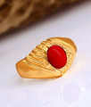 Big Red Coral Stone Impon Finger Ring At Affordable Price FR1564