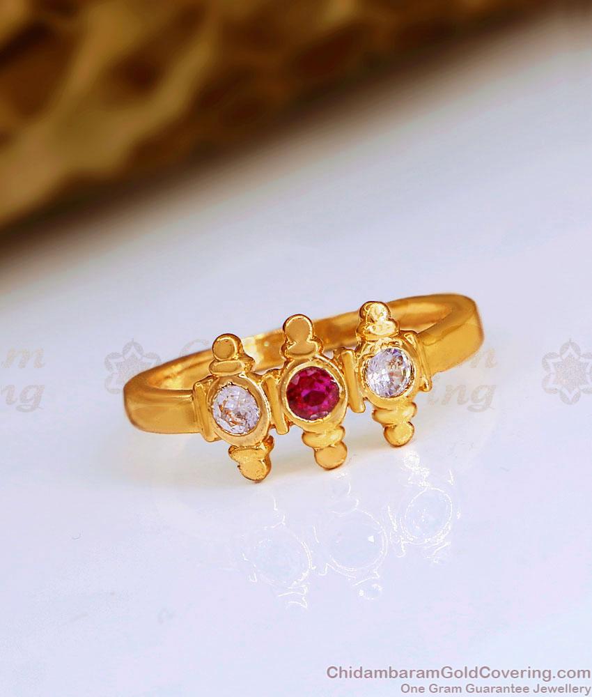 Simple Ruby Stone Design Impon Finger Rings For Women FR1575