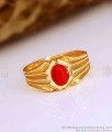 Traditional Coral Stone Impon Ring For Everyday Wear FR1580