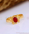 Stylish Red Stone Gold Plated Finger Ring At Affordable Price FR1581