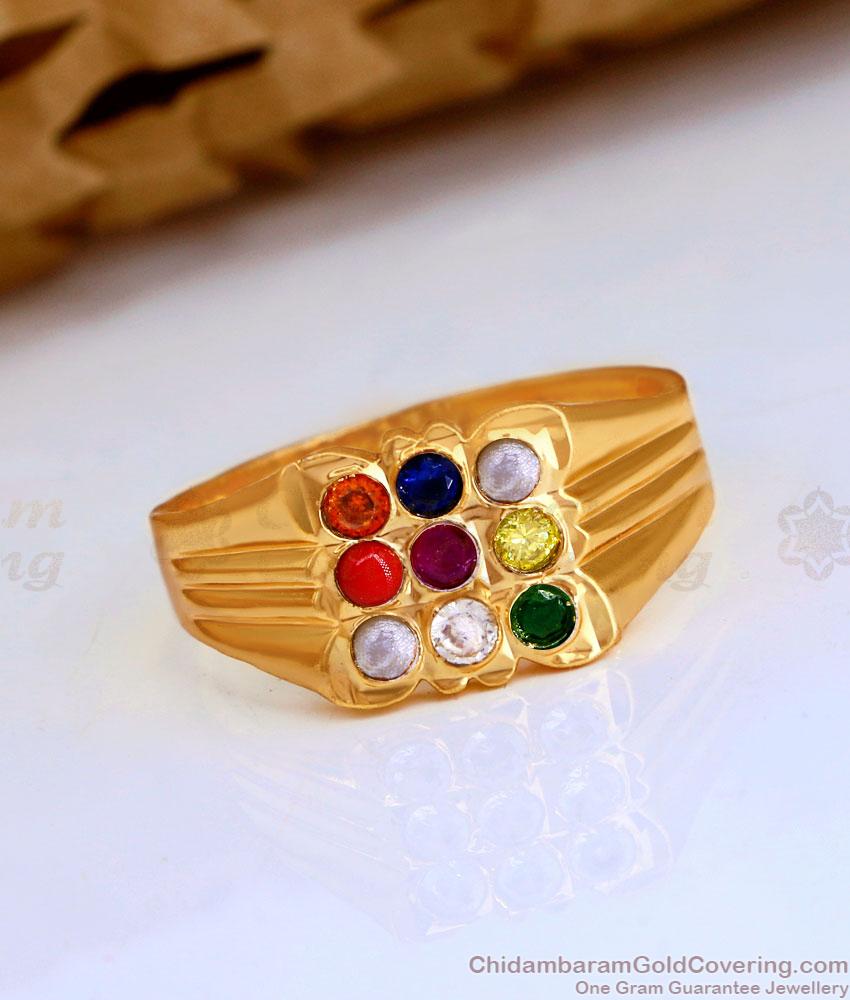 Buy Navamani Impon Finger Ring Designs Gold Finish Online FR1582