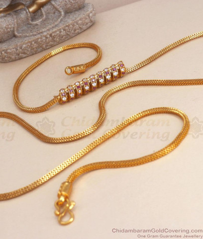 Trendy Gold Lakshmi Design Impon Multi Color Dollar Chain Pattern ...