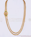 Latest Gati Stone Impon Mugappu 2 Line Gold Chain Designs MCH1278