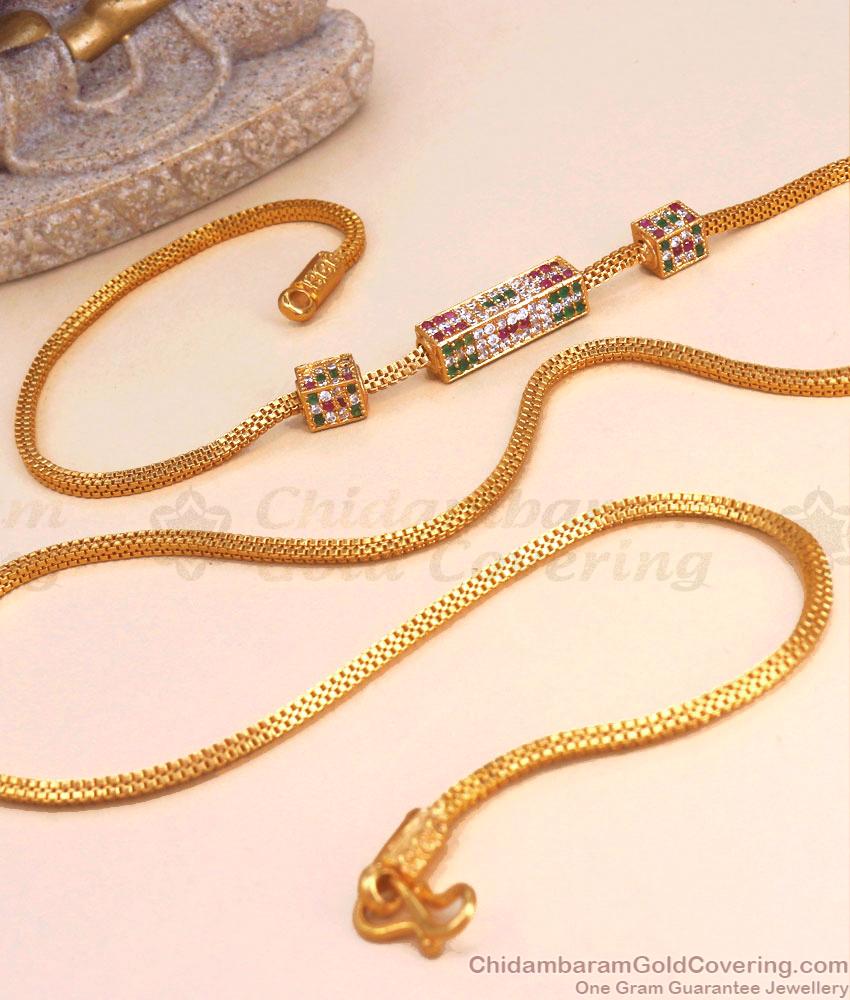 Latest Multi Stone Side Pendant Gold Plated Mugappu MCH1315