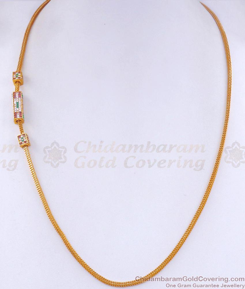 Latest Multi Stone Side Pendant Gold Plated Mugappu MCH1315