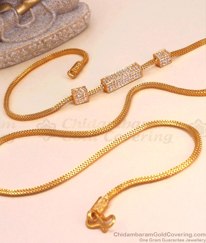 Full White Stone 1 Gram Gold Mugappu Chain MCH1317