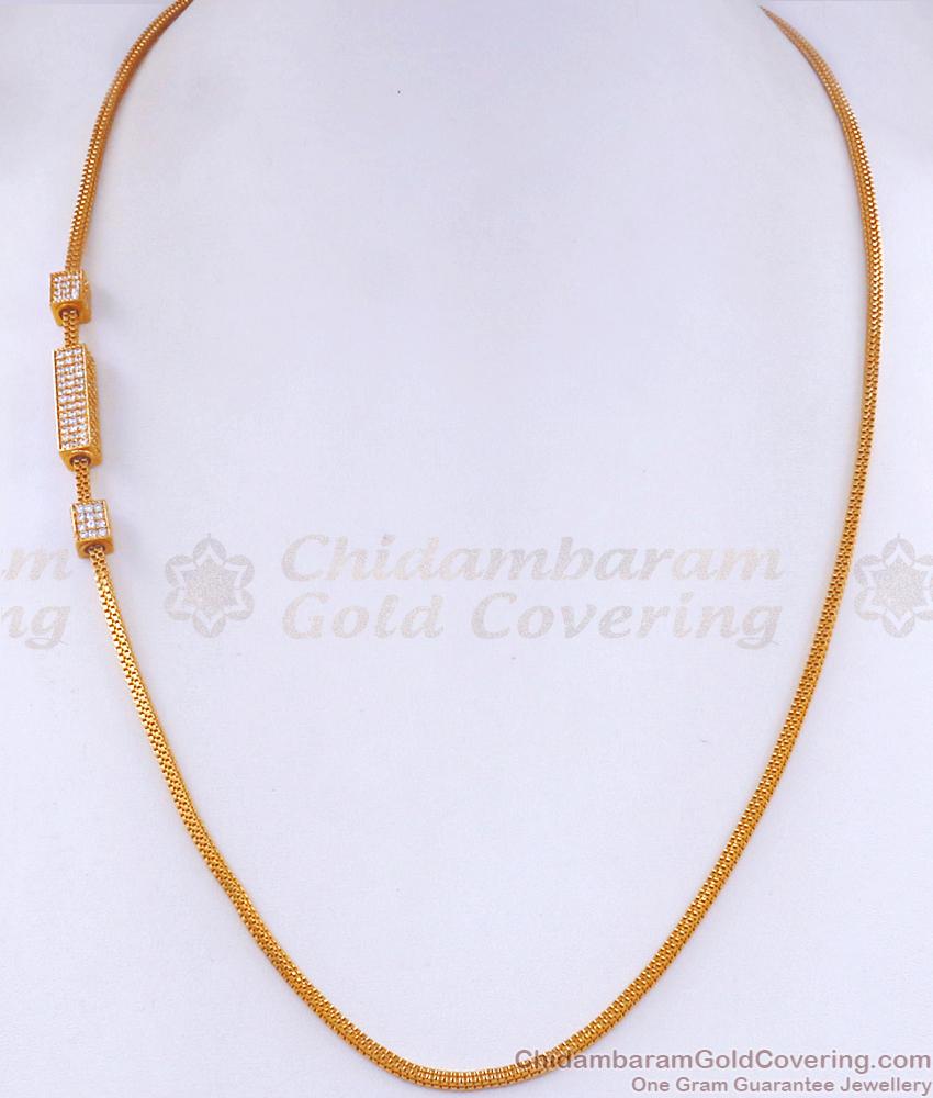 Full White Stone 1 Gram Gold Mugappu Chain MCH1317