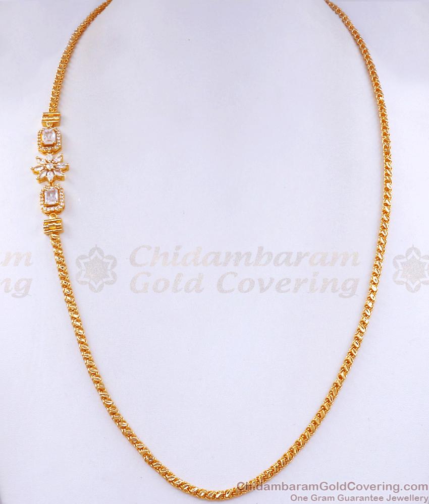 Floral White Stone Gold Mugappu Chain For Women MCH1321