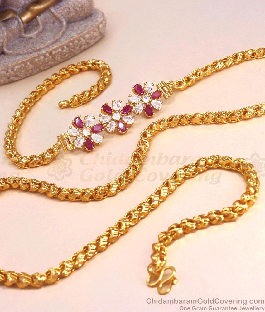 Charming Ad Stone Floral Mugappu Gold Covering Design MCH1322