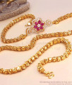 Real Gold Design Floral Stone Mugappu With Jasmine Gold Chain MCH1336