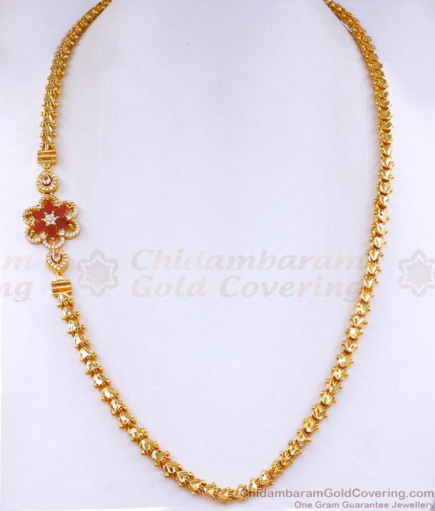 Real Gold Design Floral Stone Mugappu With Jasmine Gold Chain MCH1336