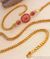 Elegant Ruby Stone Gold Thali Chain Floral Mugappu Designs MCH1337