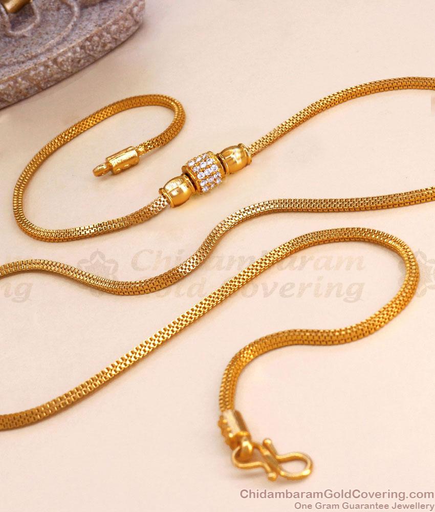 Simple Daily Use Gold Thali Chain White Stone Mugappu MCH1338