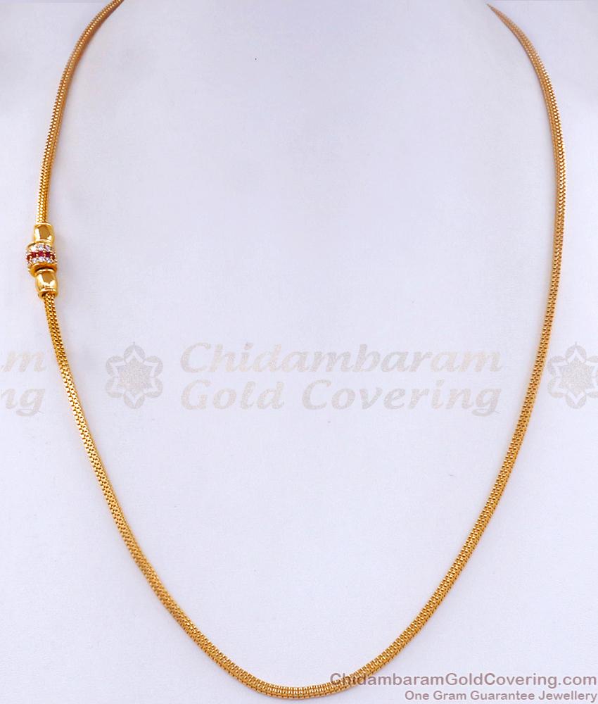 Daily Wear Gold Plated Mugappu Thali Chain With Stones MCH1339