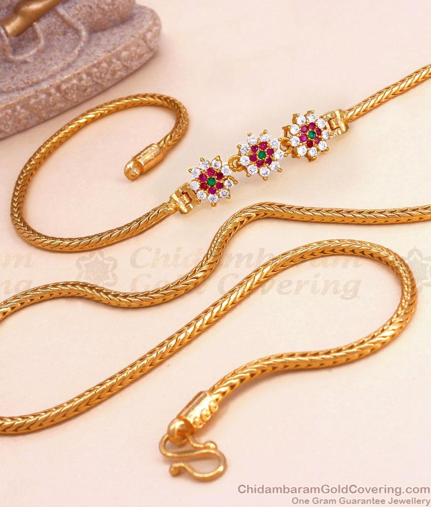 Floral Gold Plated Stone Mugappu Thali Kodi Chain Design MCH1352