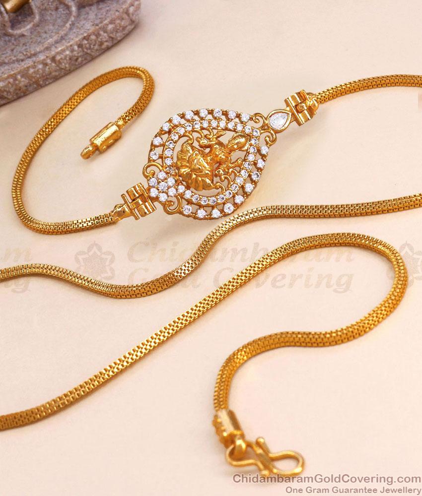 Beautiful White Diamond Mugappu Design Gold Imitation Chain MCH1358