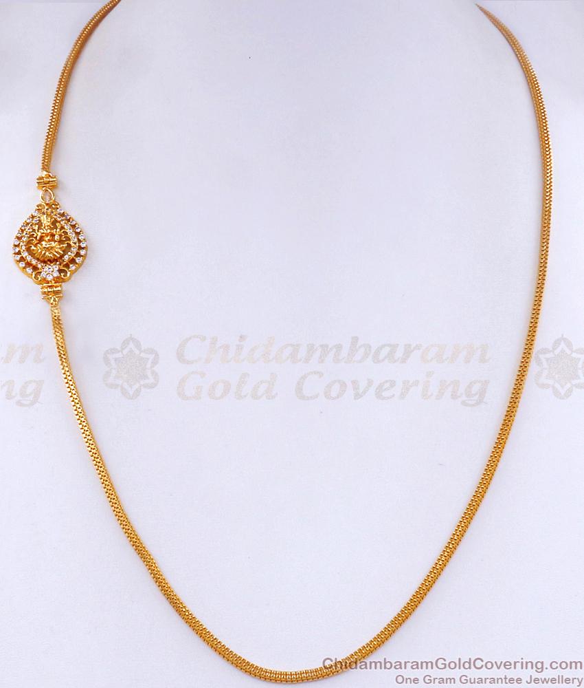 Beautiful White Diamond Mugappu Design Gold Imitation Chain MCH1358