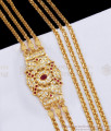 30 Inch Long Ruby White Turtle Pendant Gold Mugappu Thali Chain MCH1370-LG