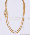 30 Inch Long Beautiful White Stone Mugappu Peacock Design Gold Thali Chain MCH1372-LG