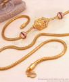 24K Gold Mugappu Chain Lakshmi Pendant Ruby White Ball Design MCH1378