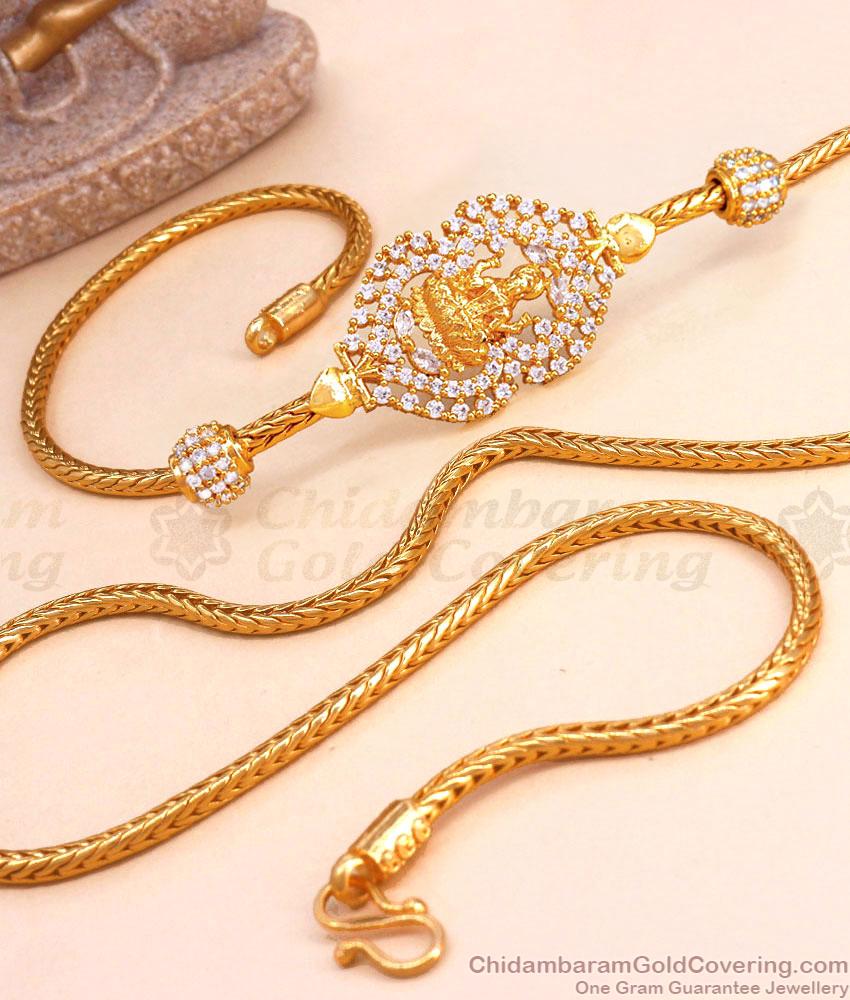 Traditional White Stone Mugappu Gold Lakshmi Thali Chain MCH1382