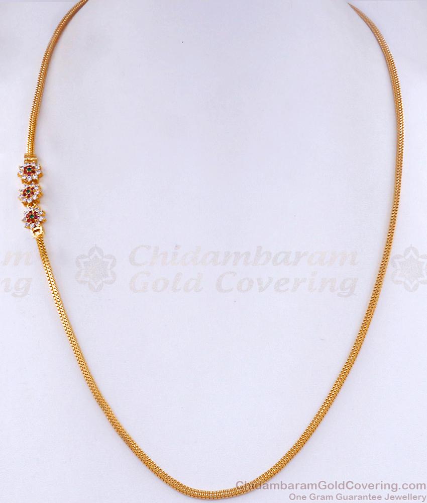 Ad Stone Floral Side Pendant Gold Thali Chain Designs MCH1397