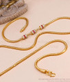 30 Inch Long Cubic Design Stone Pendant Gold Plated Mugappu Chain MCH1398-Lg