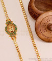 New Arrival Emerald Stone Lakshmi Mugappu Gold Design Box Chain MCH1429