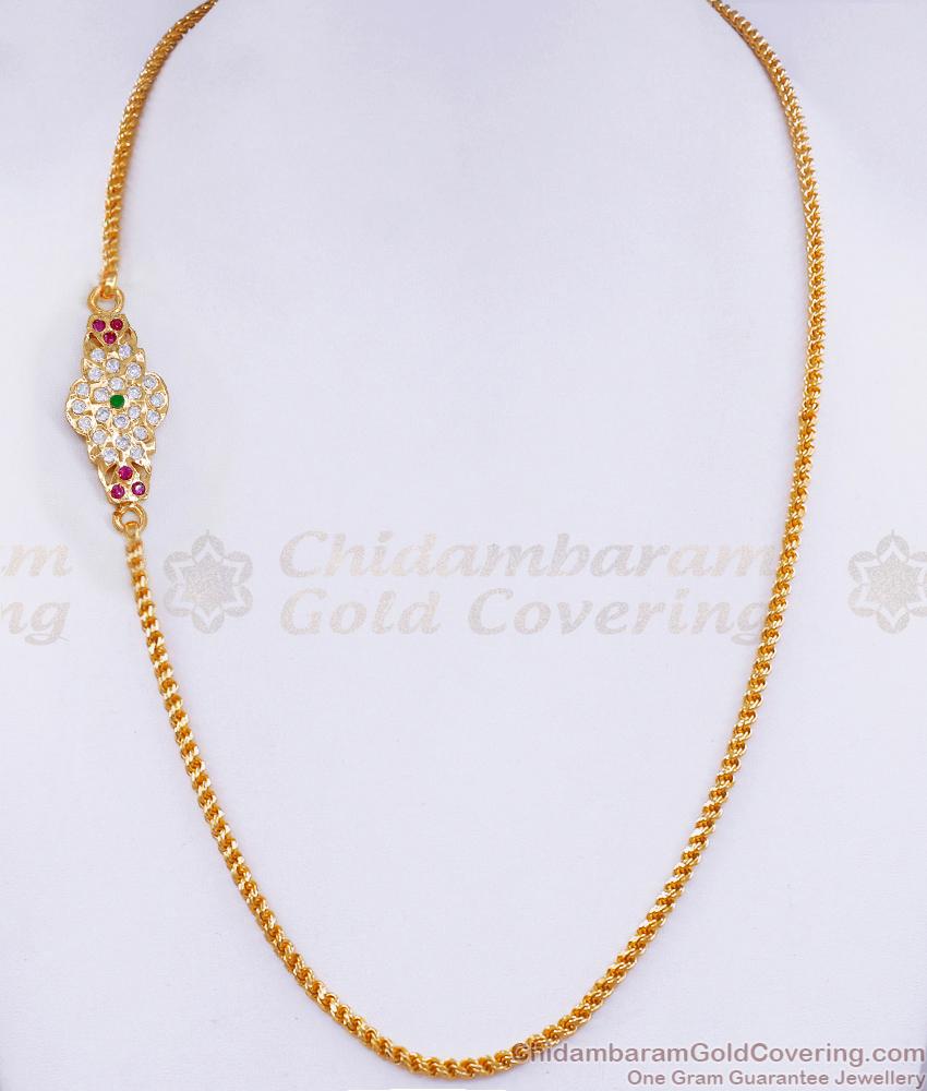 Beautiful Multi Gati Stone Impon Gold Mugappu Chain For Daily Use MCH1440