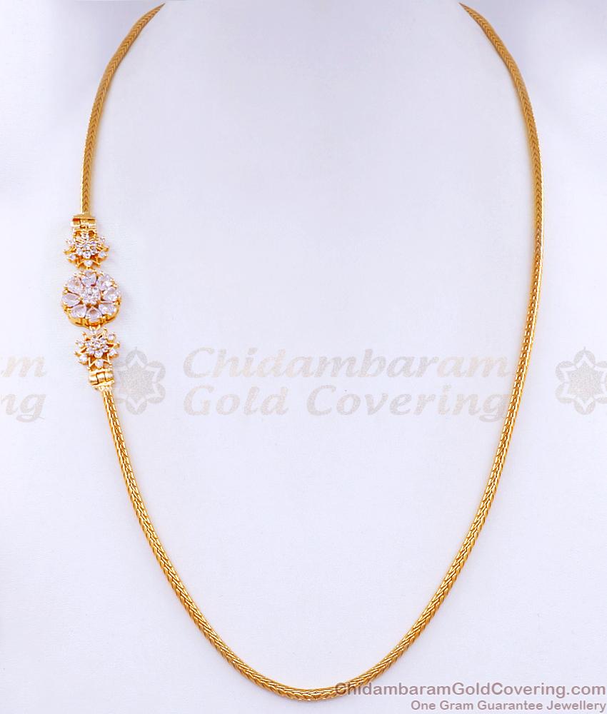 Attractive Full White Stone Flower Mugappu Gold Chain MCH1453