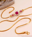 Thin Chain Gold Like Design Big Ruby Stone Mugappu Online MCH1454