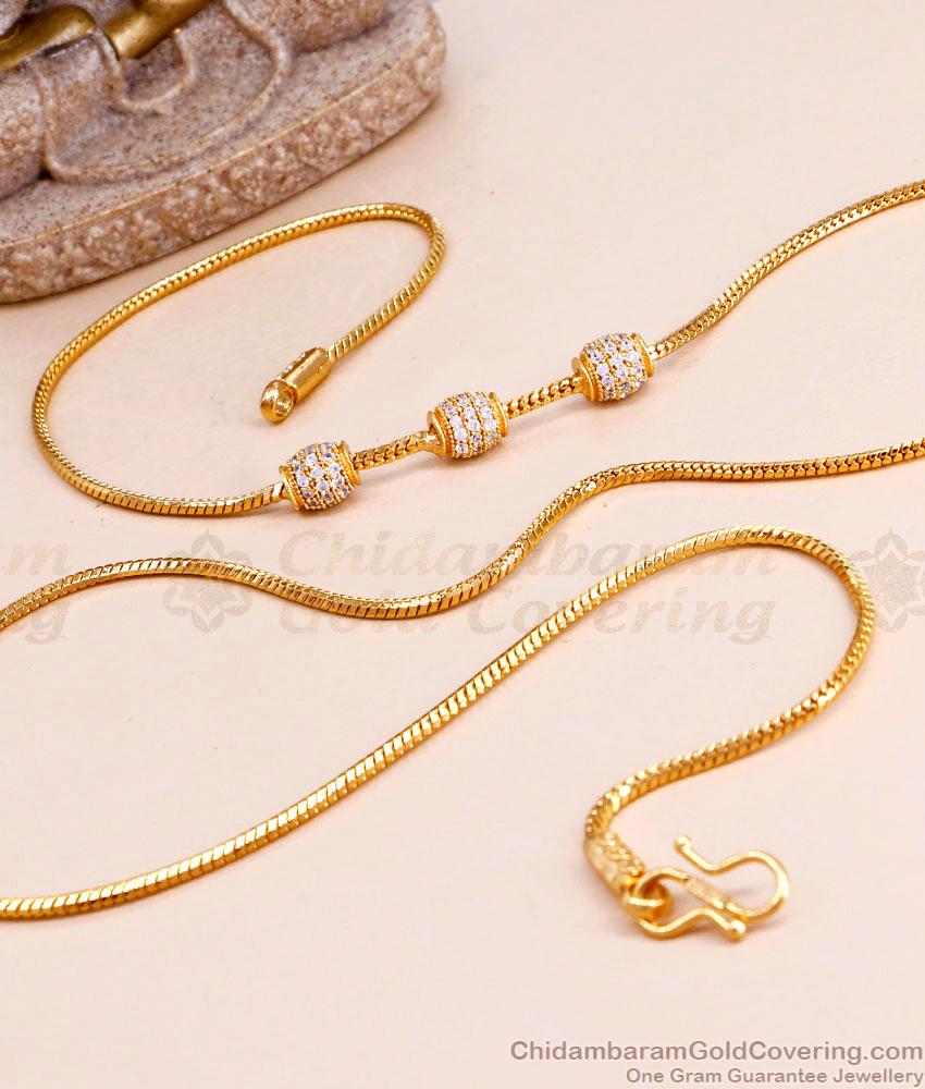 Pure Gold Tone Ball Mugappu Thin Chain Design Online MCH1457