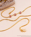 Ruby White Stone Ball Mugappu Gold Plated Thali Chain MCH1458