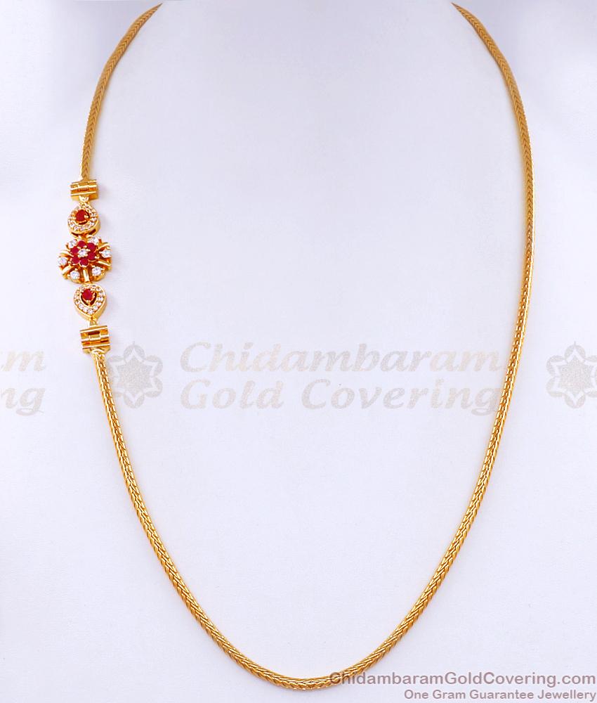 Latest Gold Plated Modern Mugappu Designs With Ruby Stone MCH1459