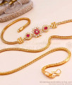 Ad Stone Floral Design Gold Imitation Mugappu Chain MCH1462