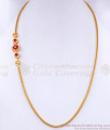 Ad Stone Floral Design Gold Imitation Mugappu Chain MCH1462