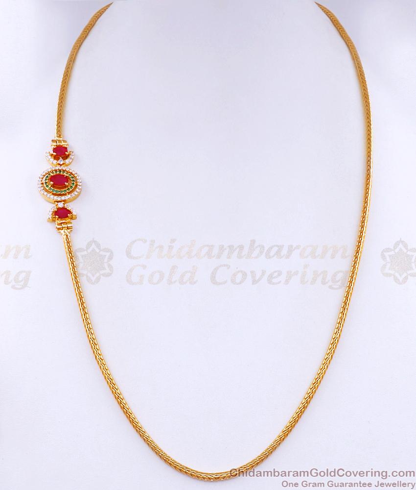 Trendy One Gram Micro Gold Mugappu Cz Stone Design MCH1465