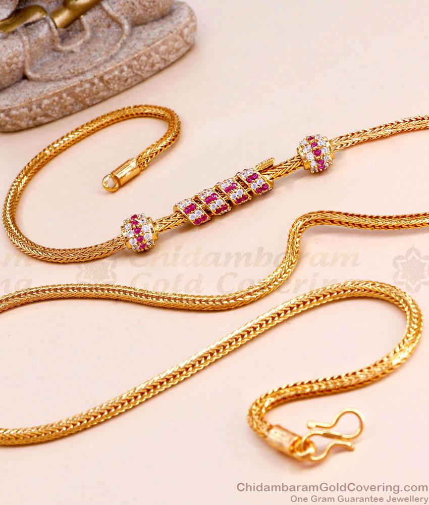 Trendy Spiral Design Ruby White Stone Mugappu Gold Finish MCH1469