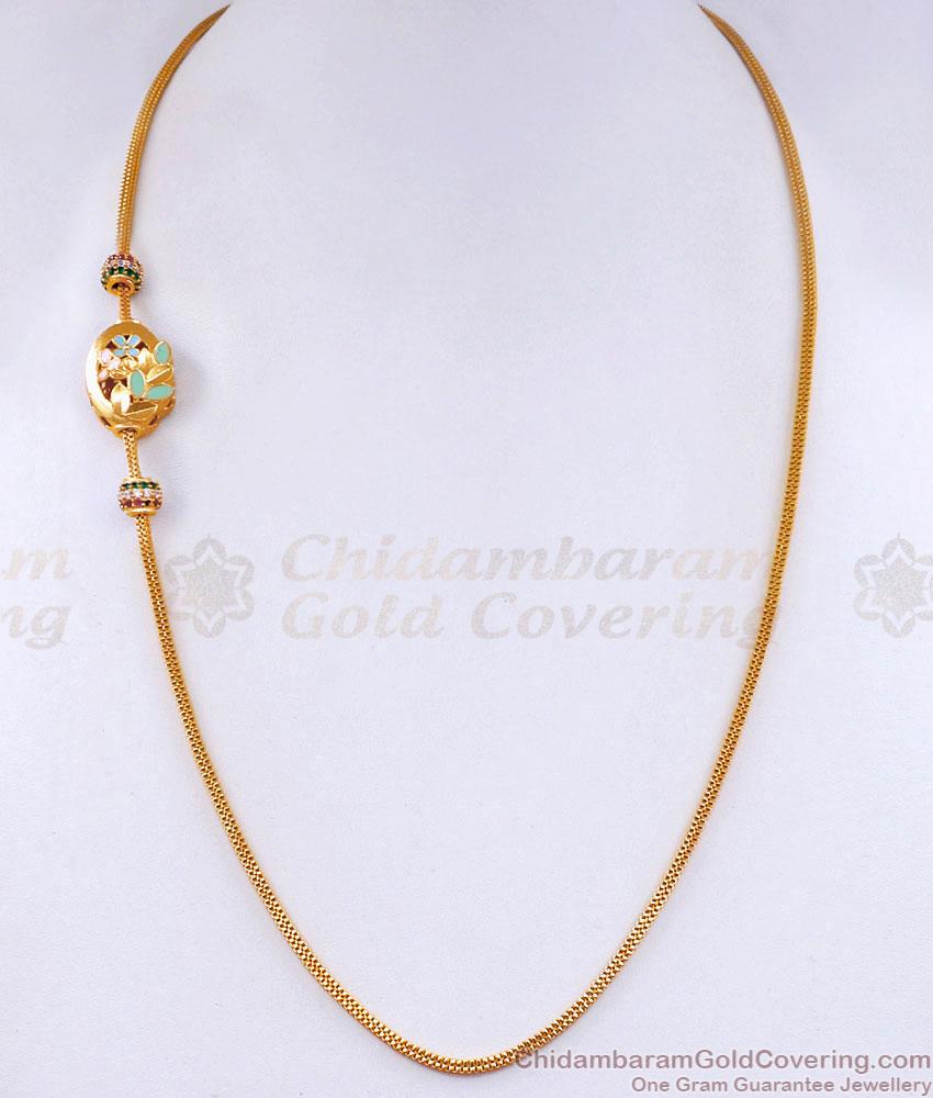 New Model Gold Plated Mugappu Thali Chain Enamel Design MCH1474