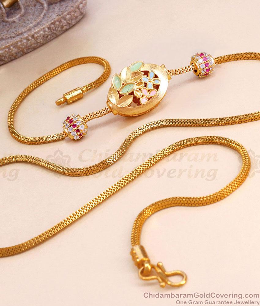 Buy Ruby White Stone Ball Mugappu Gold Plated Thali Chain MCH1475