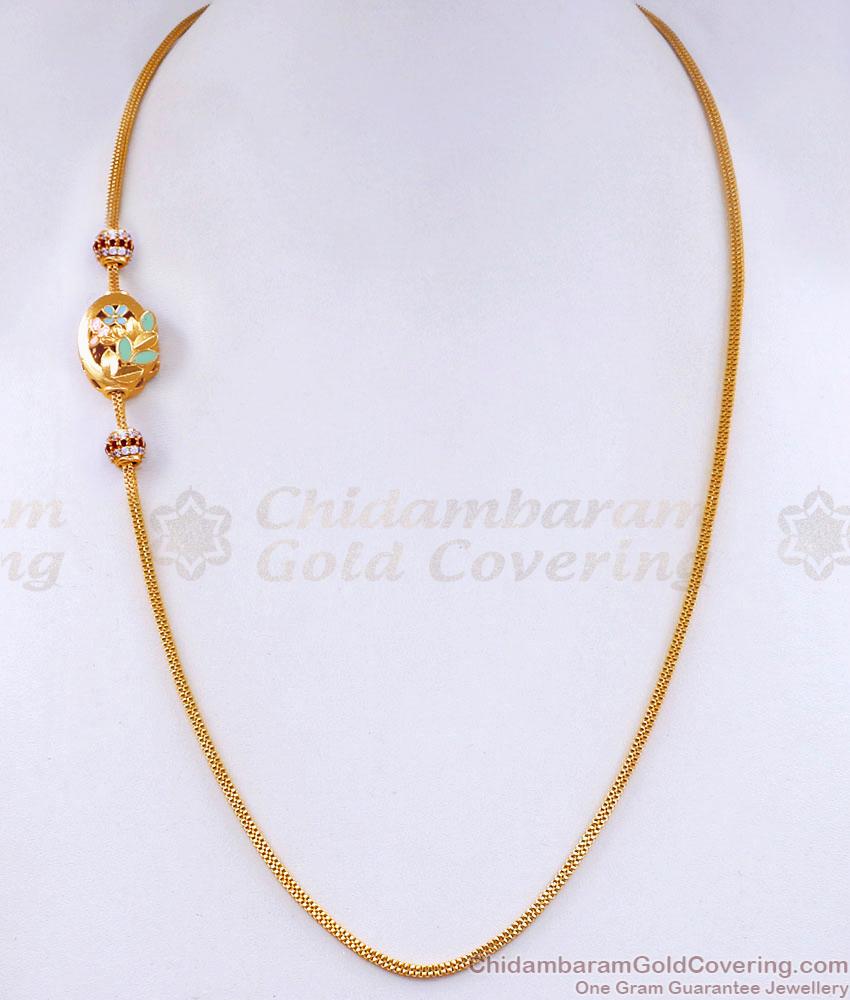 Buy Ruby White Stone Ball Mugappu Gold Plated Thali Chain MCH1475