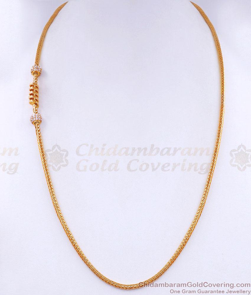 Latest White Stone Spiral Gold Mugappu Thali Chain Online MCH1476