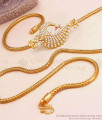 Beautiful Big Peacock Side Pendant Gold Mugappu Chain Design MCH1481