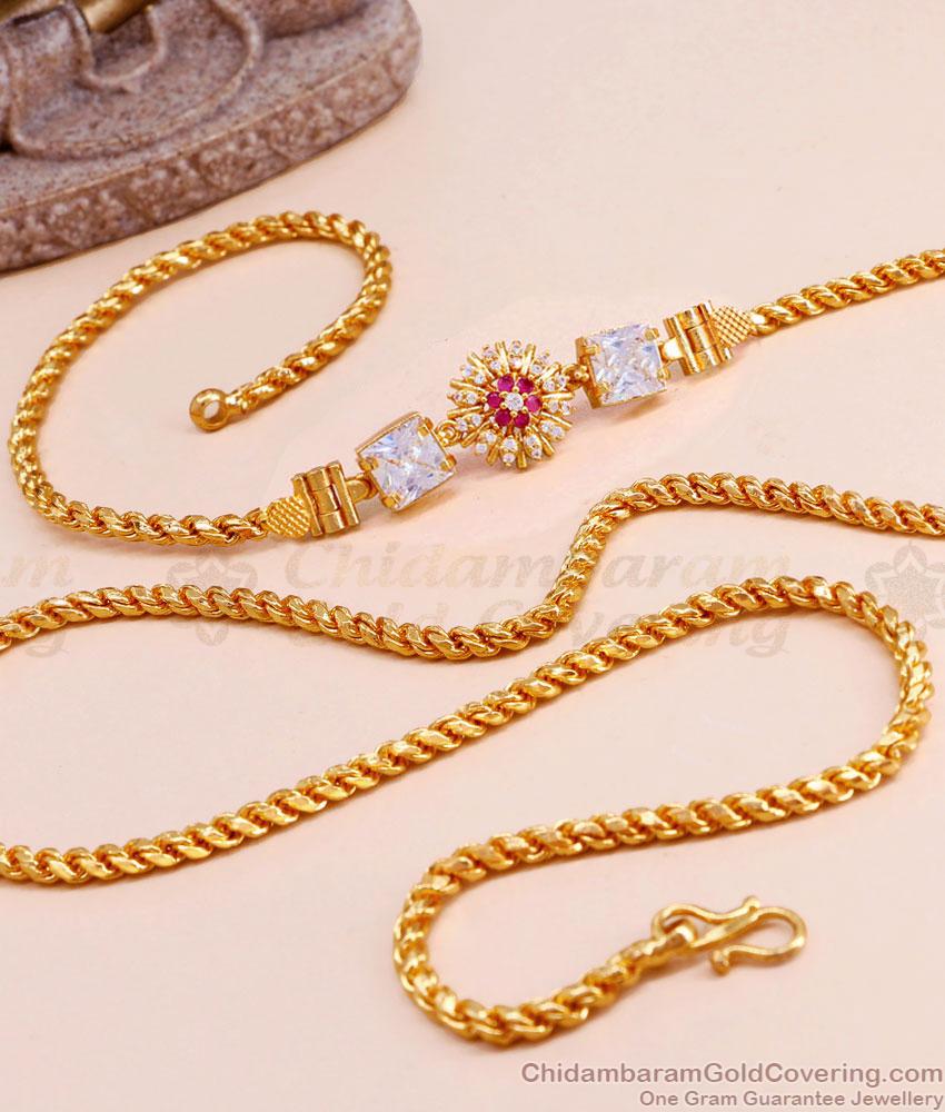 Buy Gold Plated 24 Inch Mugappu Thali Chain With Stone MCH1493