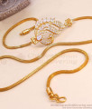 30 Inch Long Full White Stone Peacock Mugappu Gold Thali Chain MCH1498-Lg